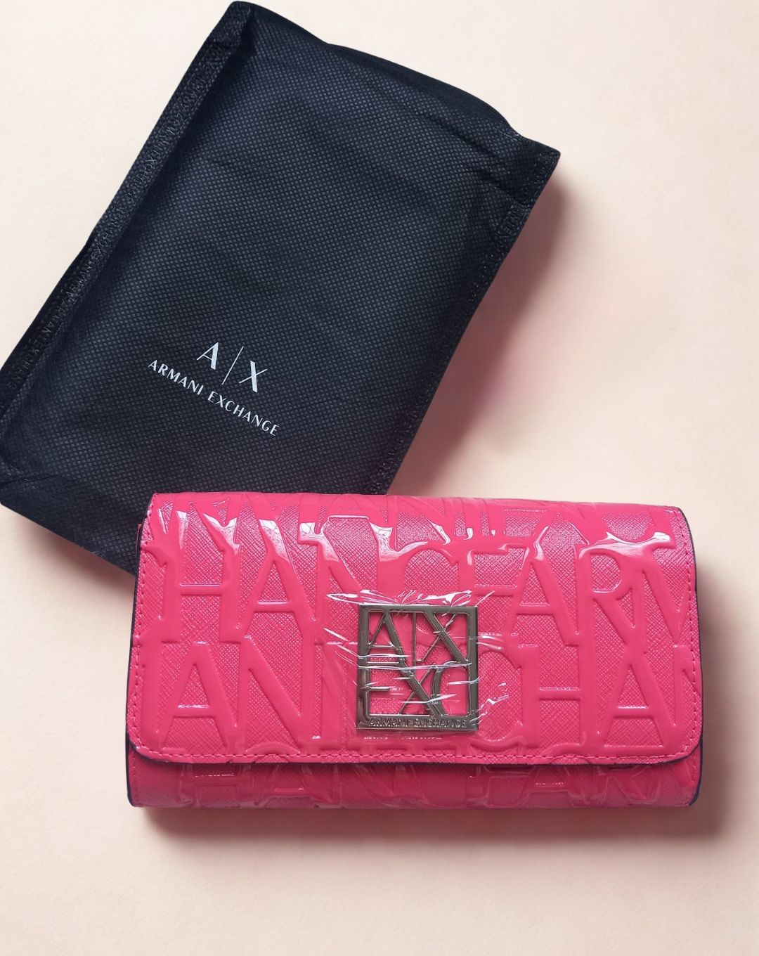 Pochette Donna Armani Exchange – Ecopelle Corallo, Misura Piccola con Tracolla