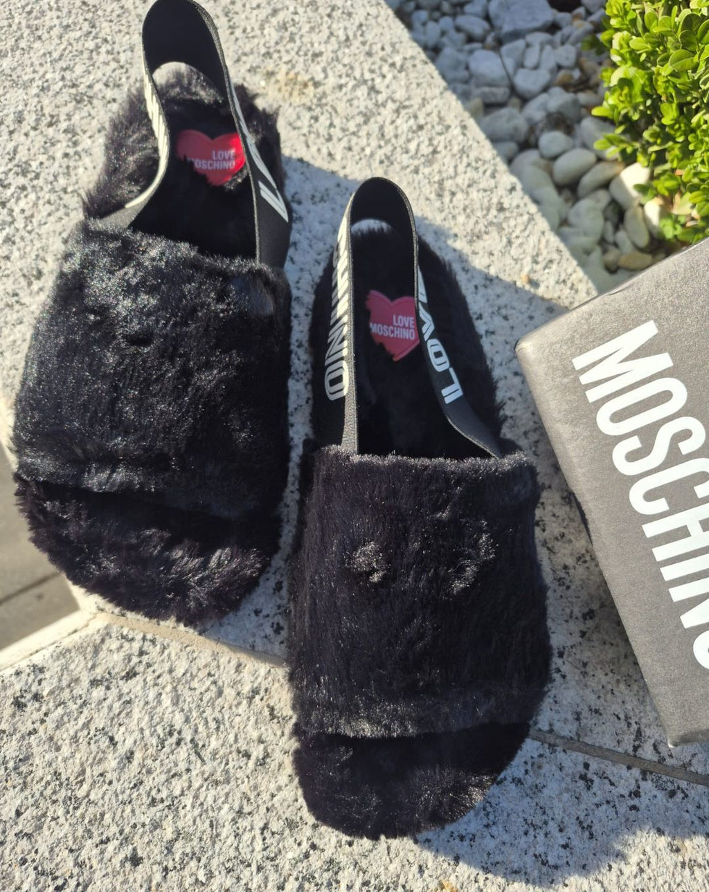 Sandali Donna Love Moschino in Pelo Sintetico Nero