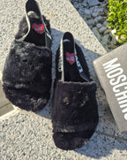 Sandali Donna Love Moschino in Pelo Sintetico Nero