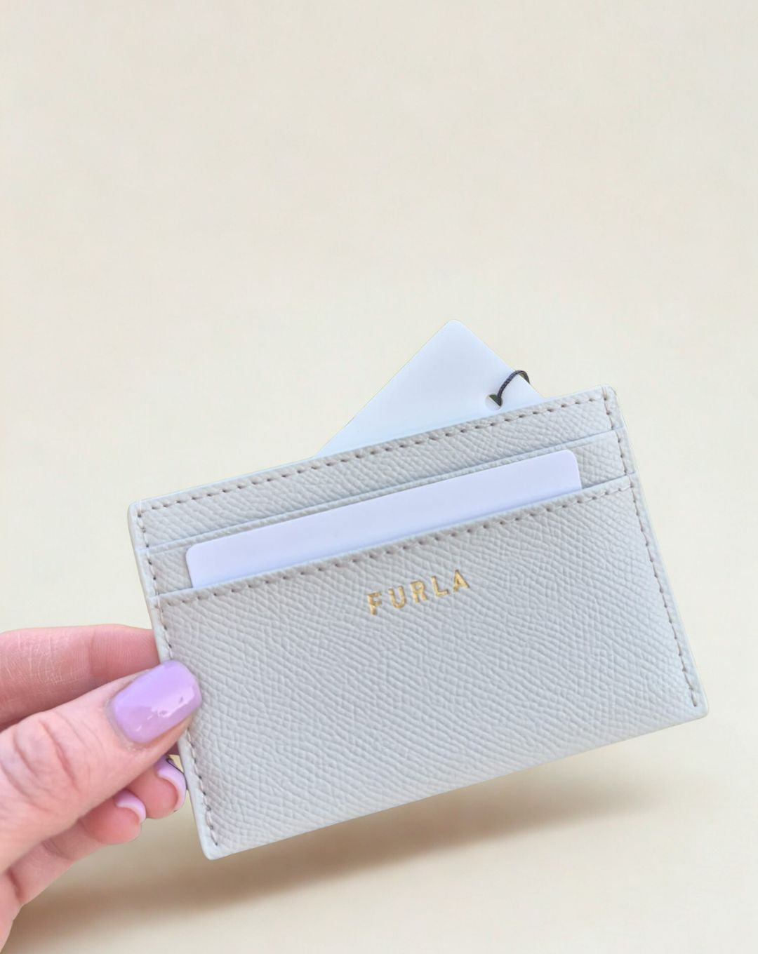 Cardholder Furla – Porta Carte in Vera Pelle, Colore Perla
