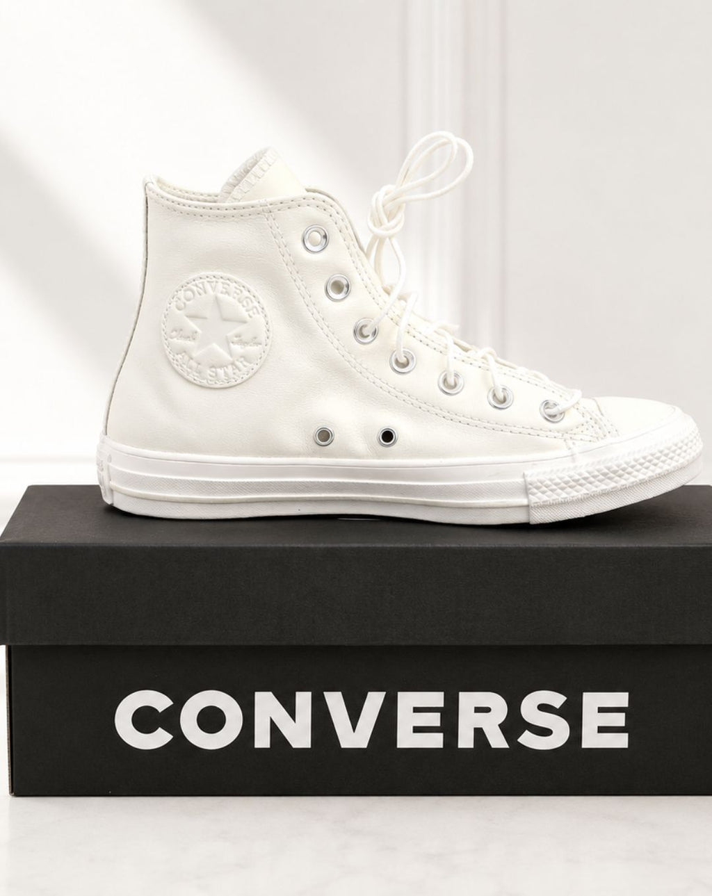 Scarpe Donna Converse in Vera Pelle Bianca