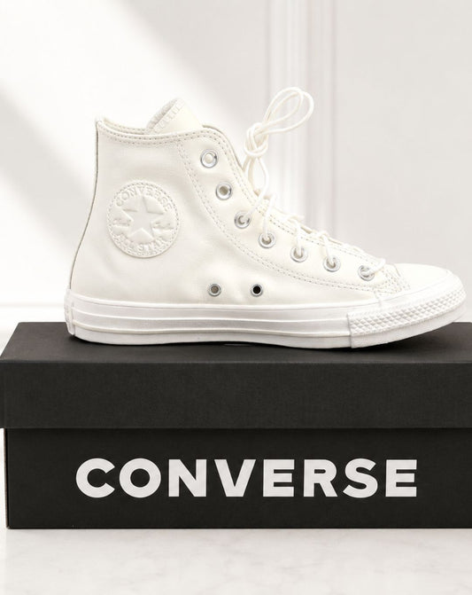 Scarpe Donna Converse in Vera Pelle Bianca