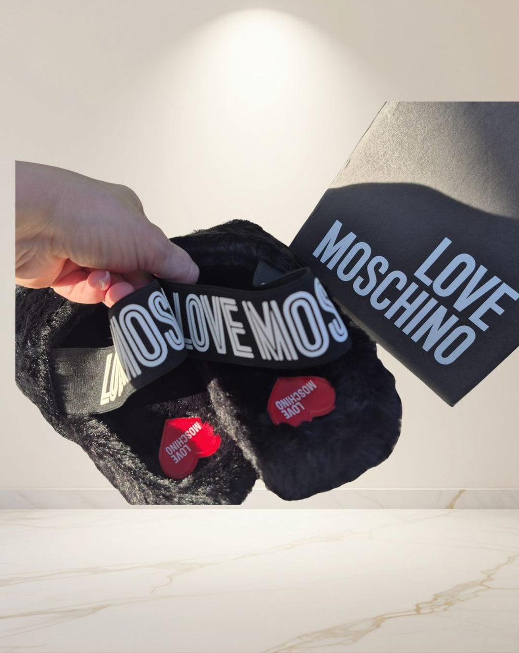 Sandali Donna Love Moschino in Pelo Sintetico Nero
