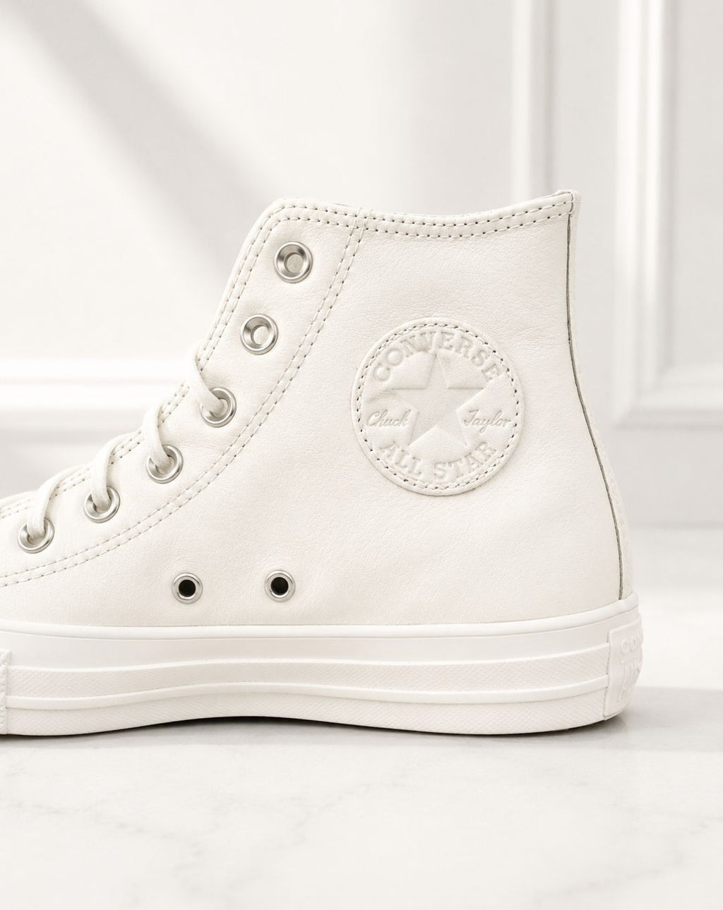 Scarpe Donna Converse in Vera Pelle Bianca