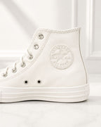 Scarpe Donna Converse in Vera Pelle Bianca