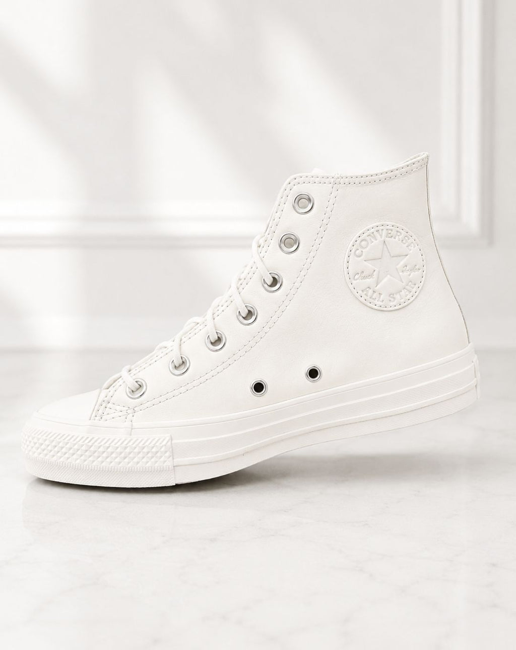 Scarpe Donna Converse in Vera Pelle Bianca