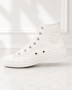 Scarpe Donna Converse in Vera Pelle Bianca
