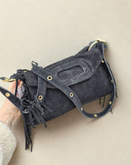 Borsa Donna Made in Italy – Vera Pelle Scamosciata, Misura Media con Tracolla
